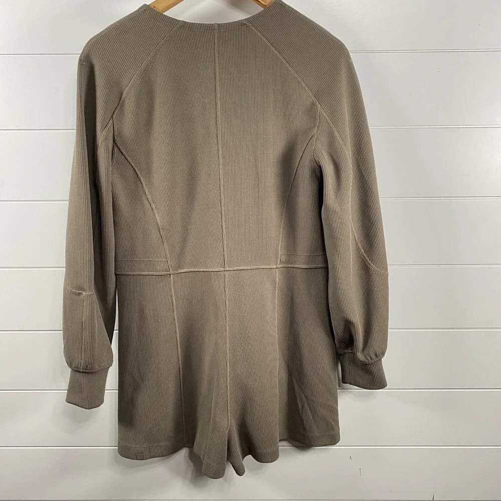 Lululemon Womens Ribbed Softstreme Long Sleeve Romper 4 Green Athleisure Comfy - Picture 5 of 13